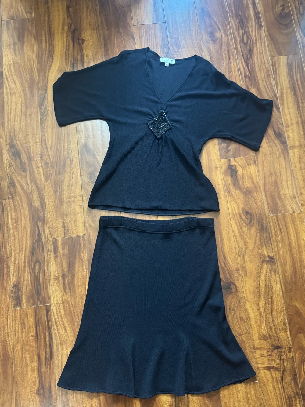St. John Black Knit Skirt with Top
